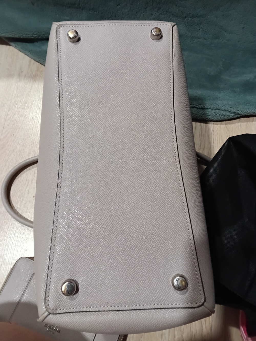 Coach Taupe Cream Pebbled Leather Satchel with Wallet - Picture 8 of 16